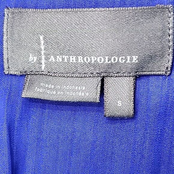 Y2K Anthropologie Porridge Shiny Women's SzS Button Front Shirt Bright Blue Soft - Picture 4 of 8